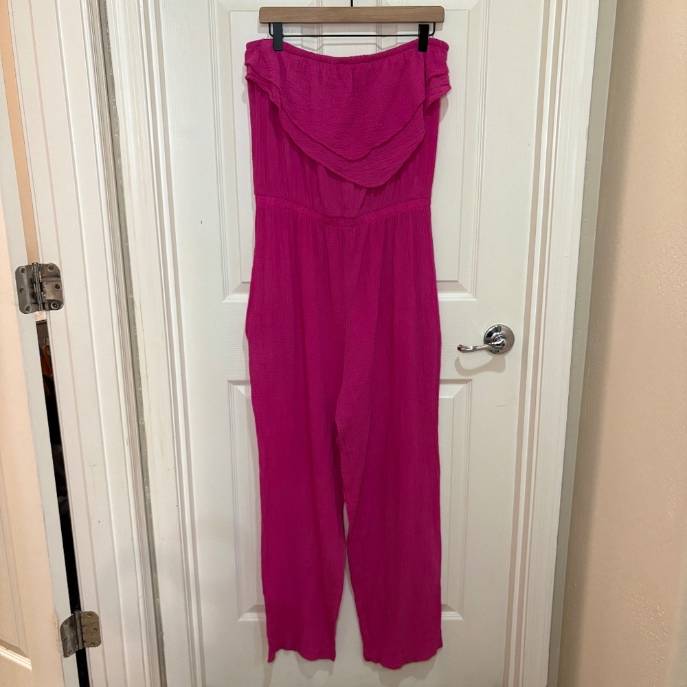 Vintage‎ Avon Fashions Hot Pink Sleeveless Tube Top Jumpsuit Size L